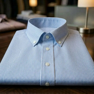 Chemise à petits carreaux bleu ciel coupe ajustée