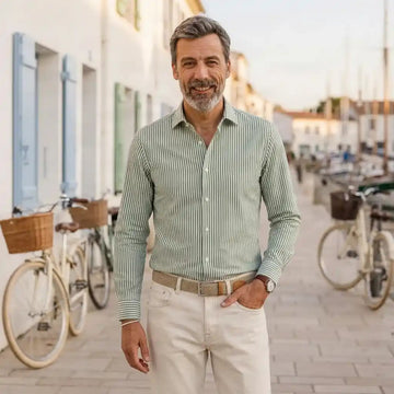Chemise à rayures vertes homme | Look estival