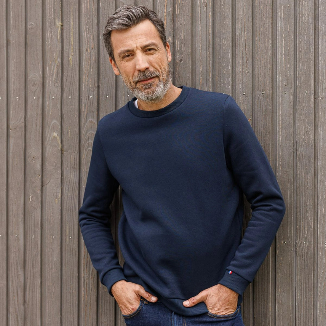 Sweat homme sans capuche - Bleu Marine