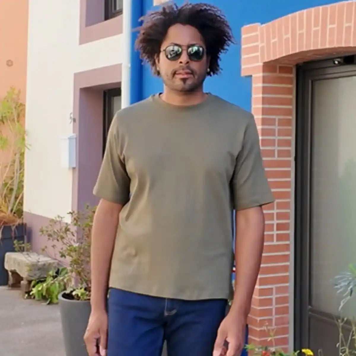 t shirt homme kaki epais en coton bio fabriqué en France de la marque PALÂBA