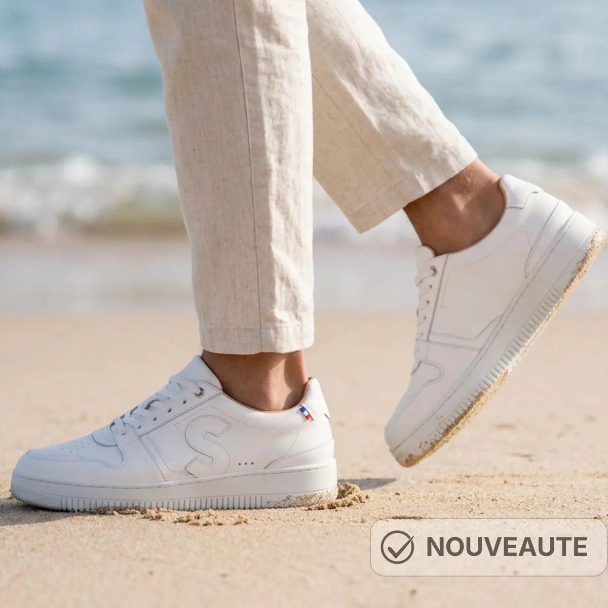 Basket homme Blanches à lacets | Cuir véritable