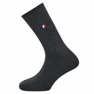 Chaussette française homme gris anthracite avec drapeau tricolore sur la tige, vue de profil – PALÂBA