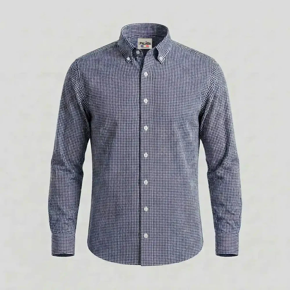 Chemise à carreaux 100% popeline coton marine