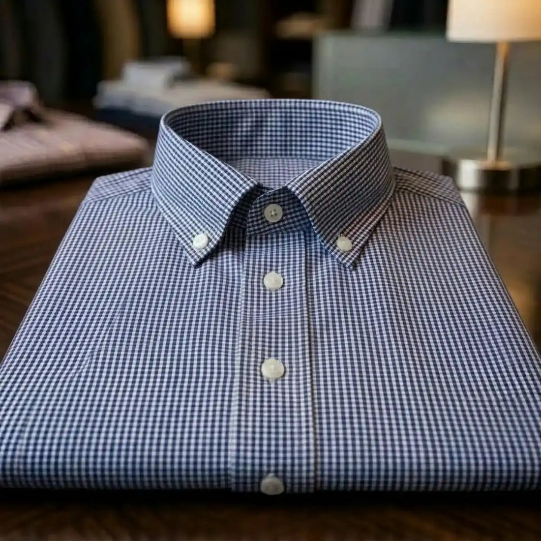 Chemise à carreaux 100% popeline coton marine