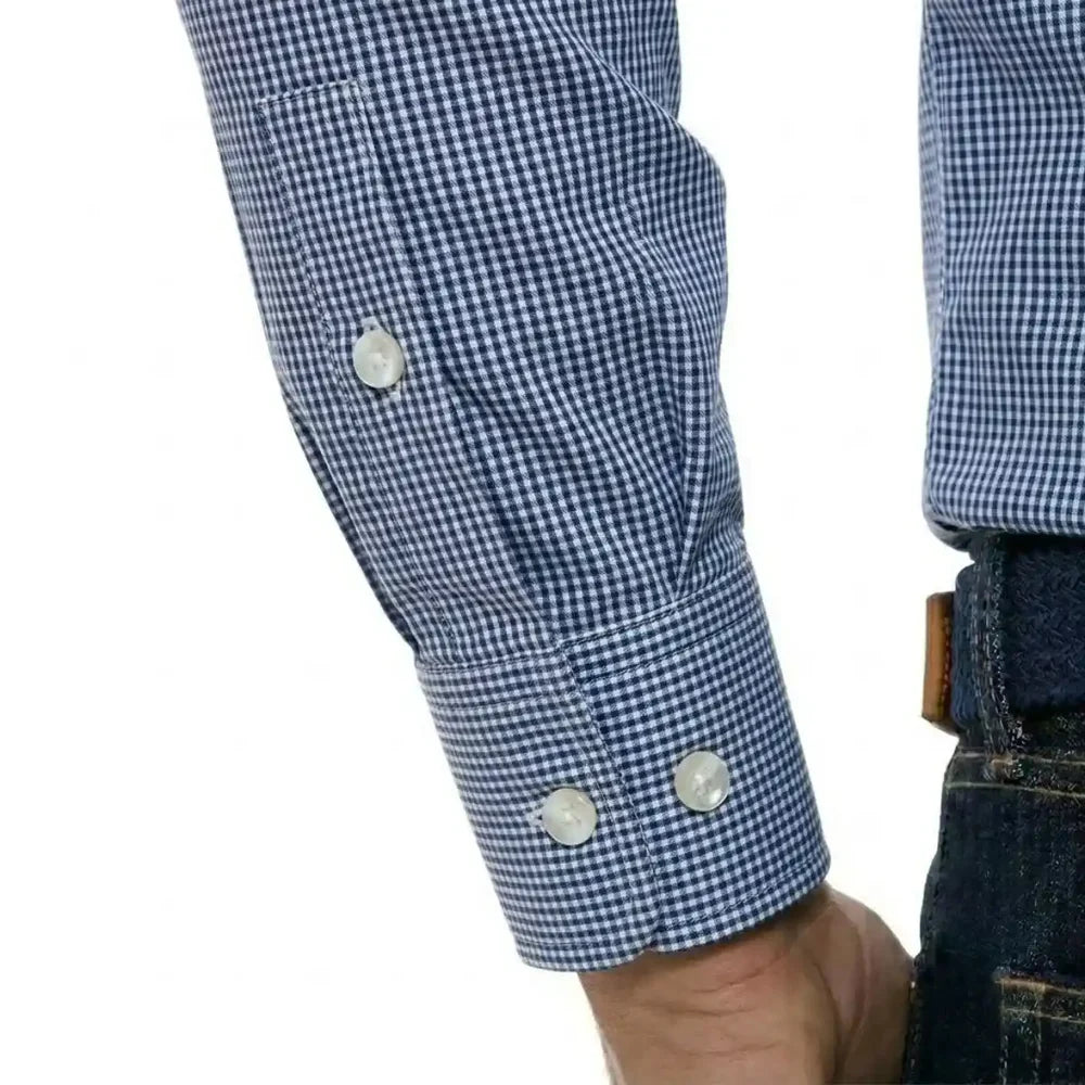 Chemise à carreaux 100% popeline coton marine