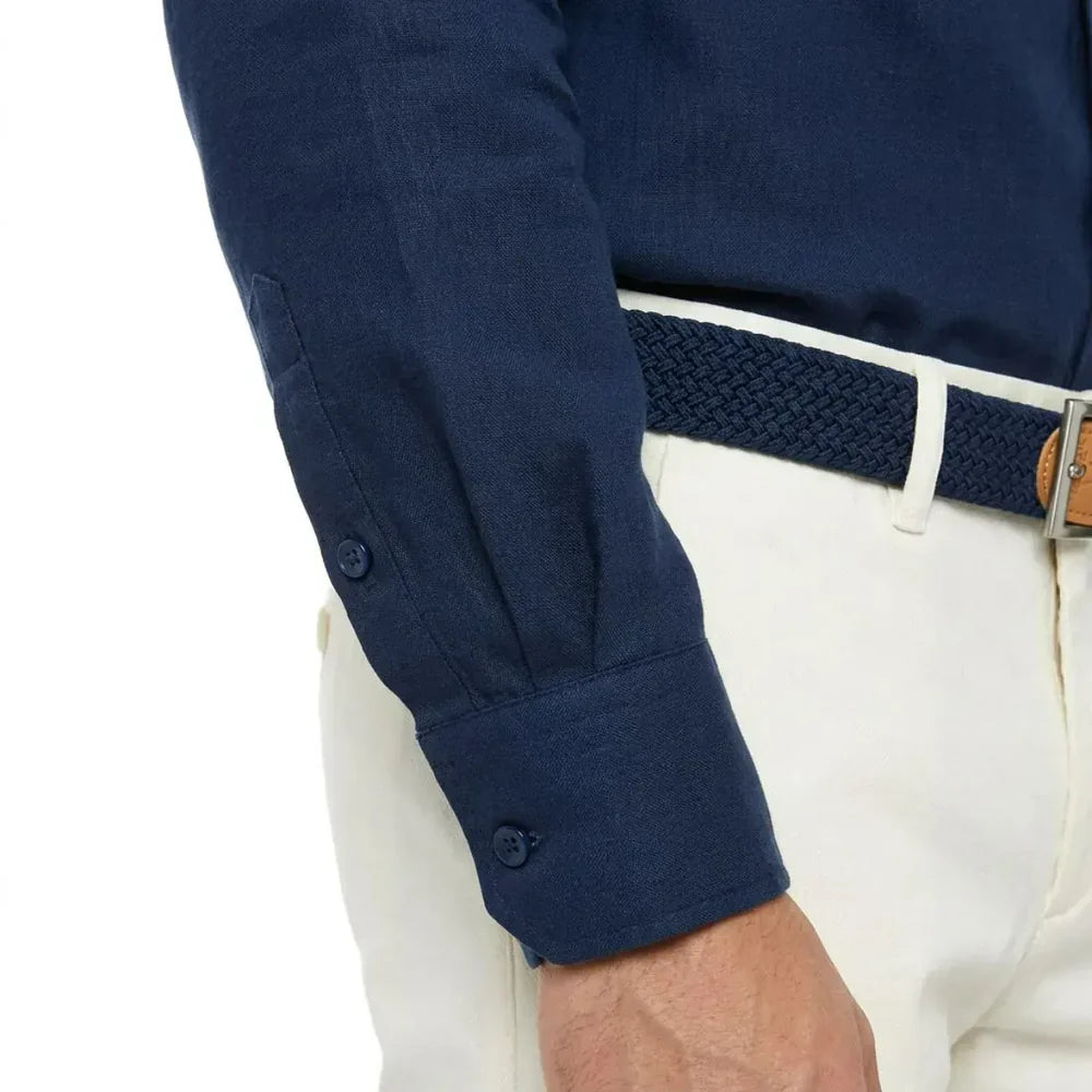 Chemise lin bleu marine homme | Coupe ajustée