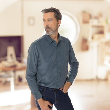 Chemise française Velours Bleu - Chemise homme PALÂBA