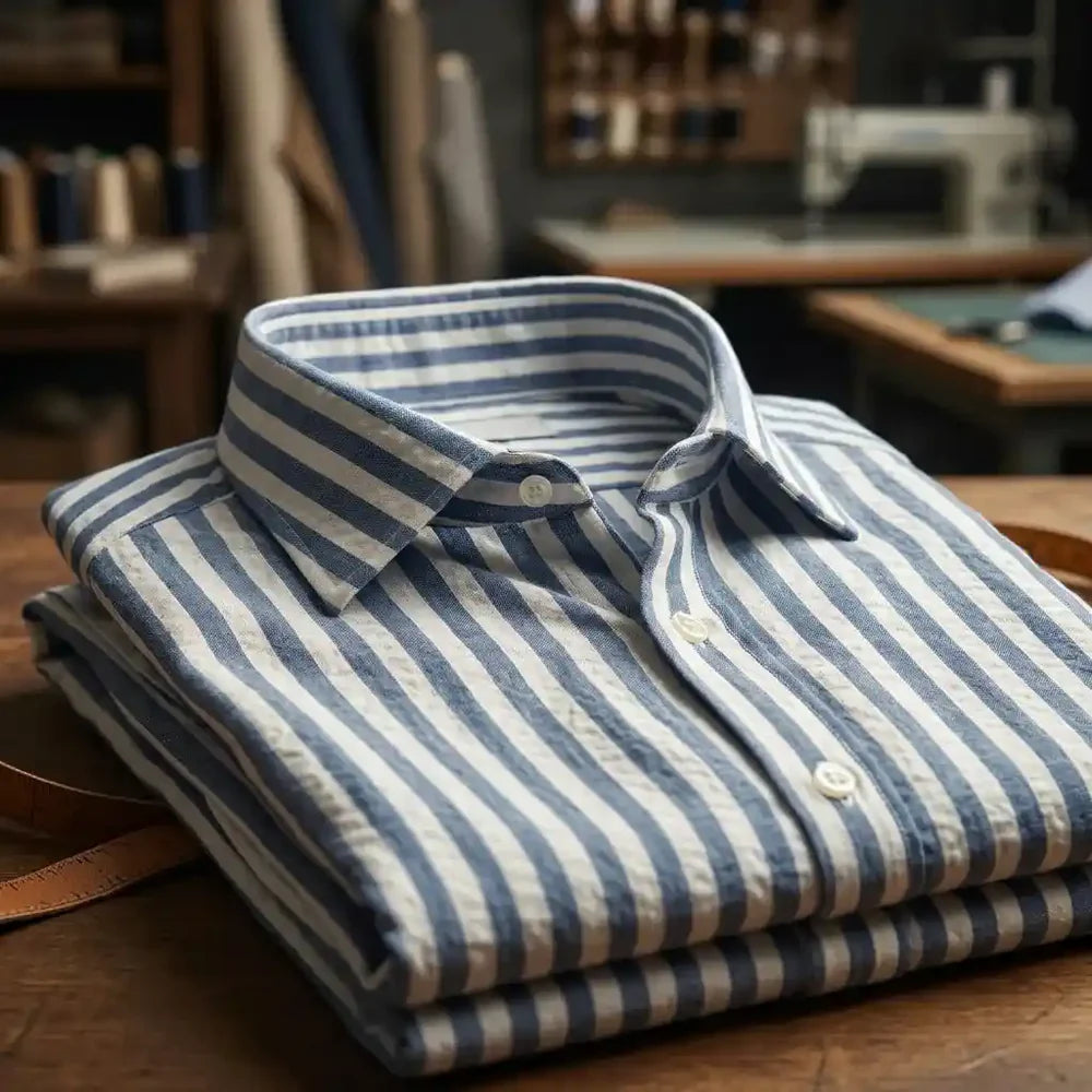 Chemise rayée bleu marine homme | Rayure large