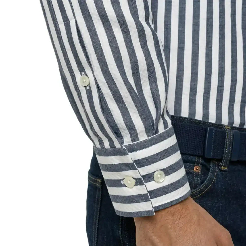 Chemise rayée bleu marine homme | Rayure large