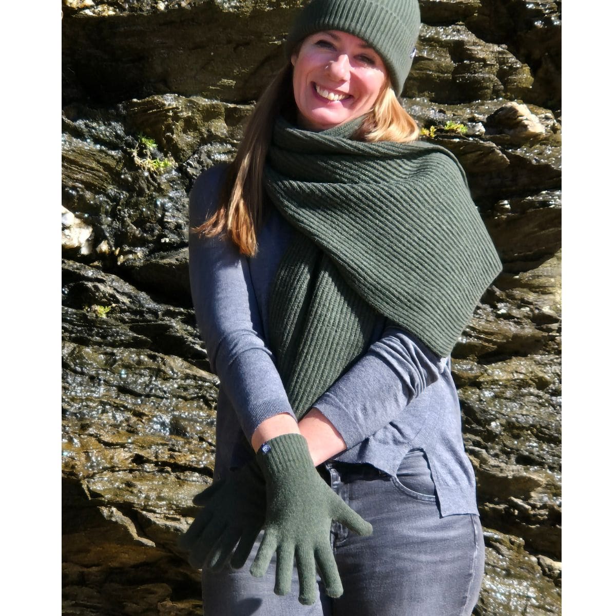 Echarpe en laine femme Kaki - Taille unique - Echarpe femme PALÂBA