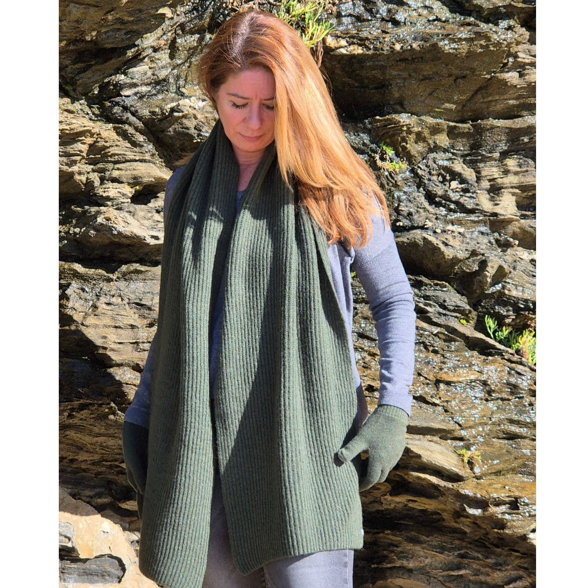 Echarpe en laine femme Kaki - Taille unique - Echarpe femme PALÂBA