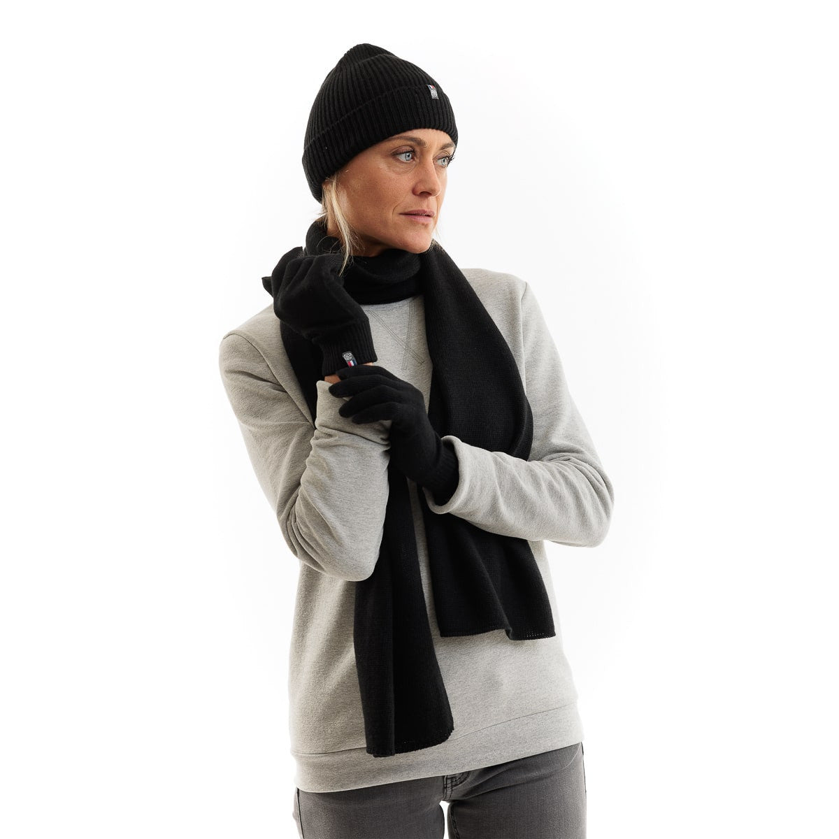 Echarpe en laine femme noire - Taille unique - Echarpe femme PALÂBA