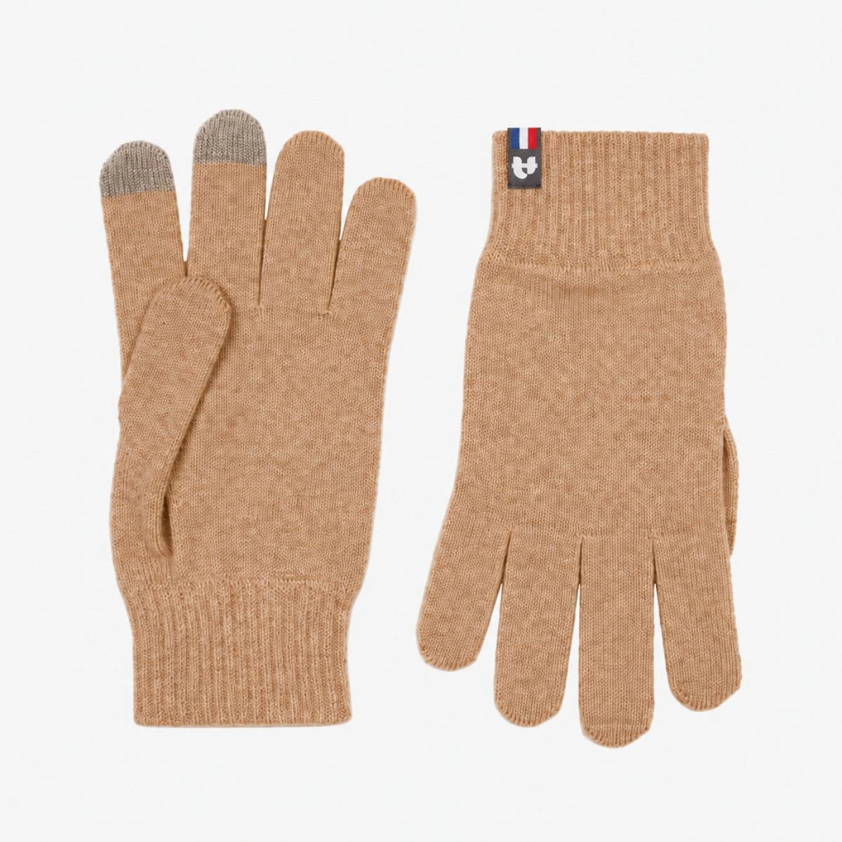 Gants tactiles en laine mérinos coloris Camel Aubrac, fabriqués en France – PALÂBA