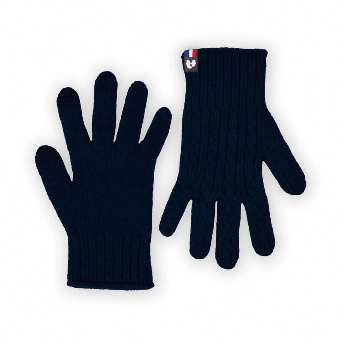 Gants torsadés en laine mérinos pour femme, coloris Marine Léman – PALÂBA