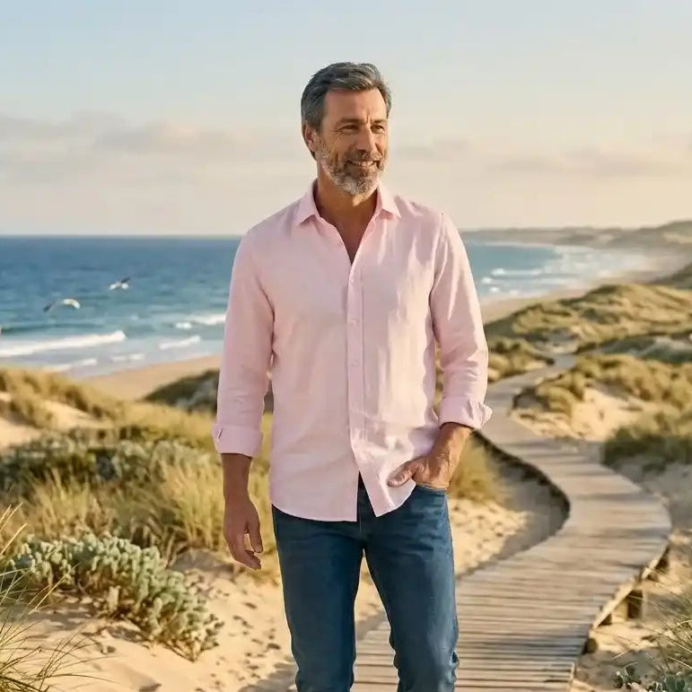 Chemise lin homme rose pâle - Chemise homme PALÂBA