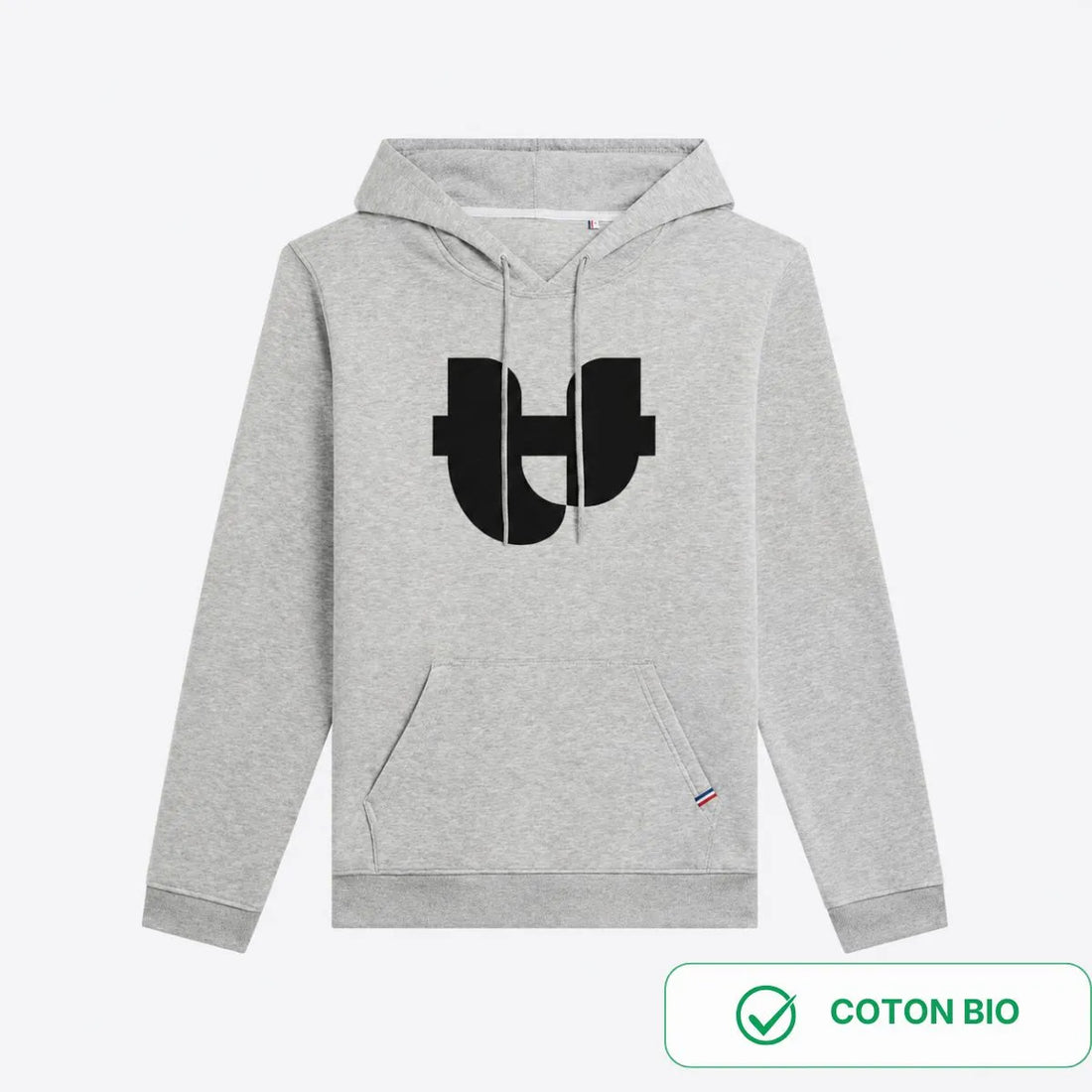 sweat à capuche pour femme gris clair  VUE DE FACE PORTER