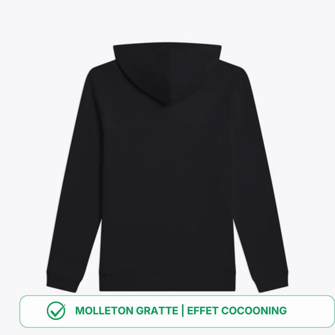 sweat noir à capuche pour femme porté de face
