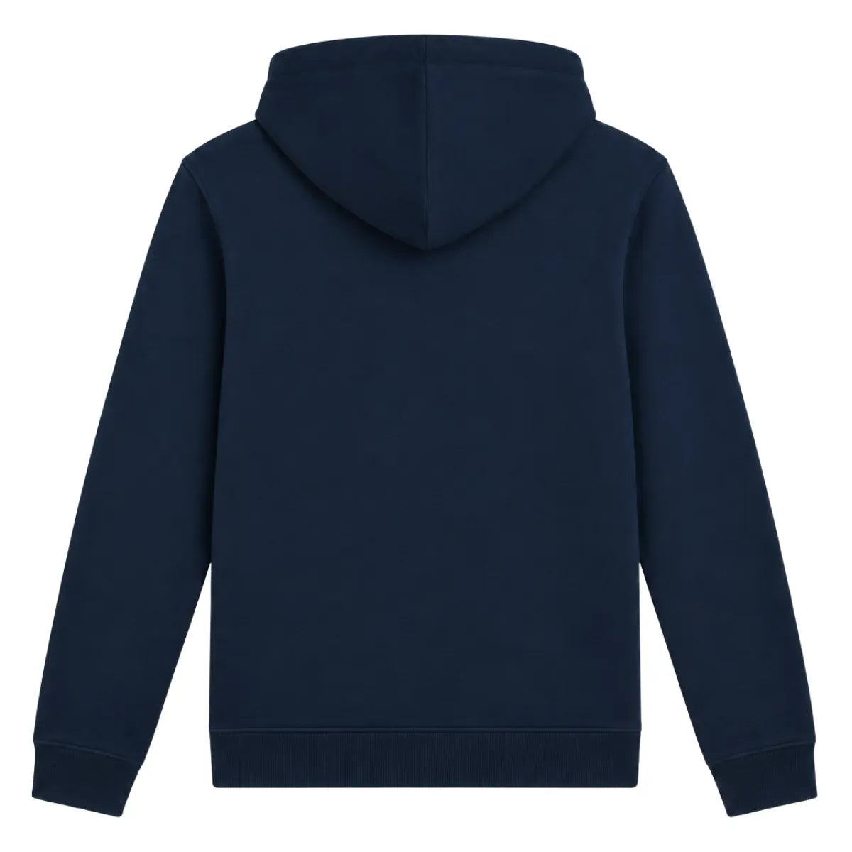 Dos du hoodie zippé homme molletonné marine, capuche et bords côtes 2x2 aux poignets et en bas – PALÂBA