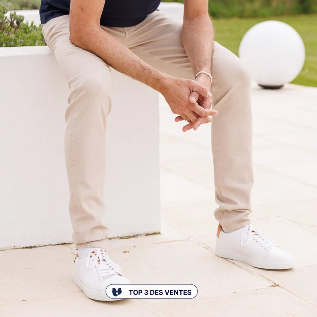 jean pour homme beige coupe ajustée fabriqué en France