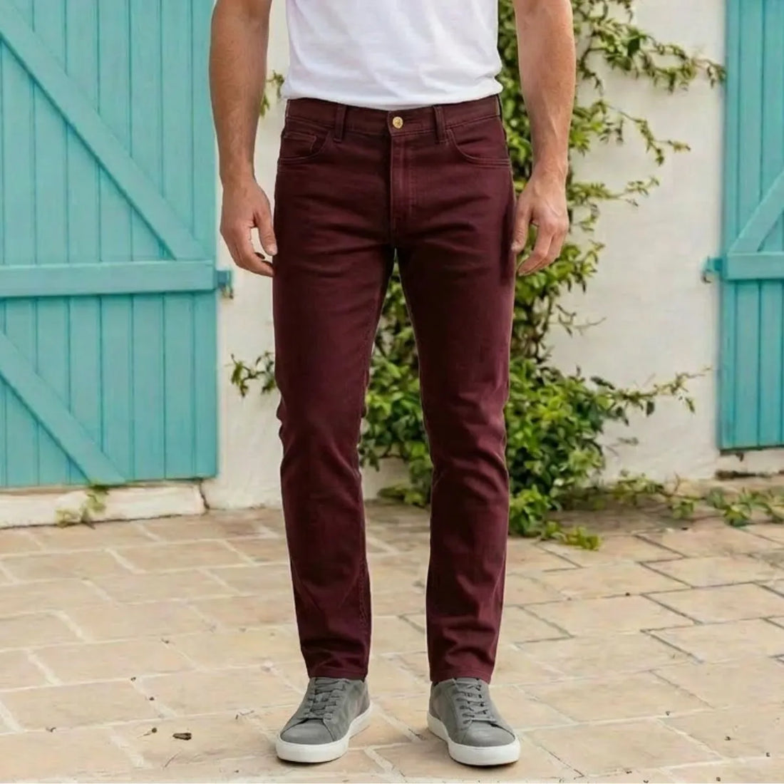 jeanpour homme bordeaux coupe ajustée marque PALABA