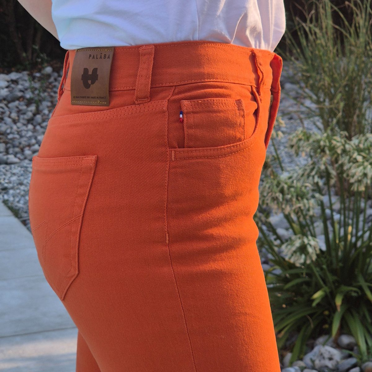 jean pour femme orange coupe large