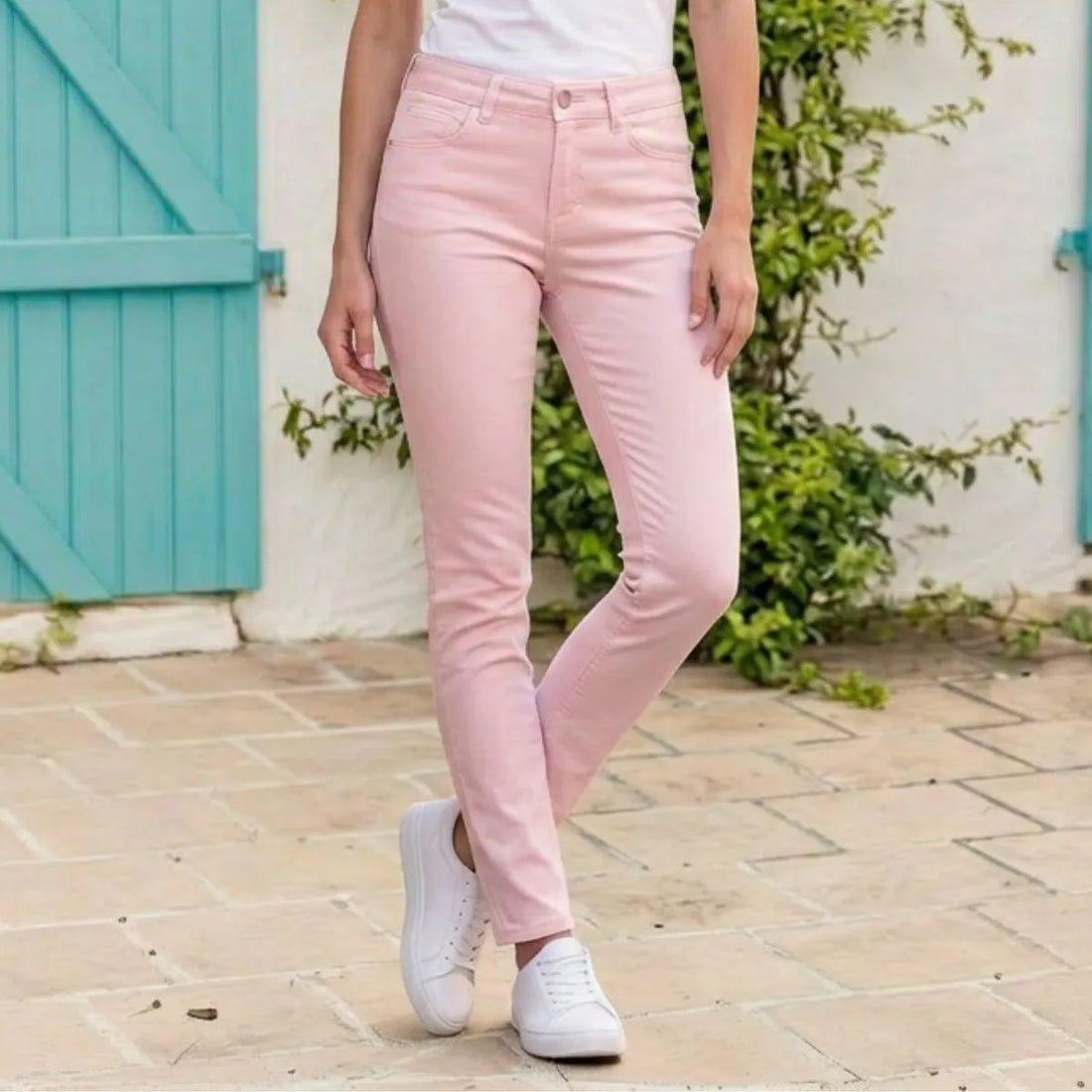 jean rose francais pour femme coupe ajusté marque  PALÂBA