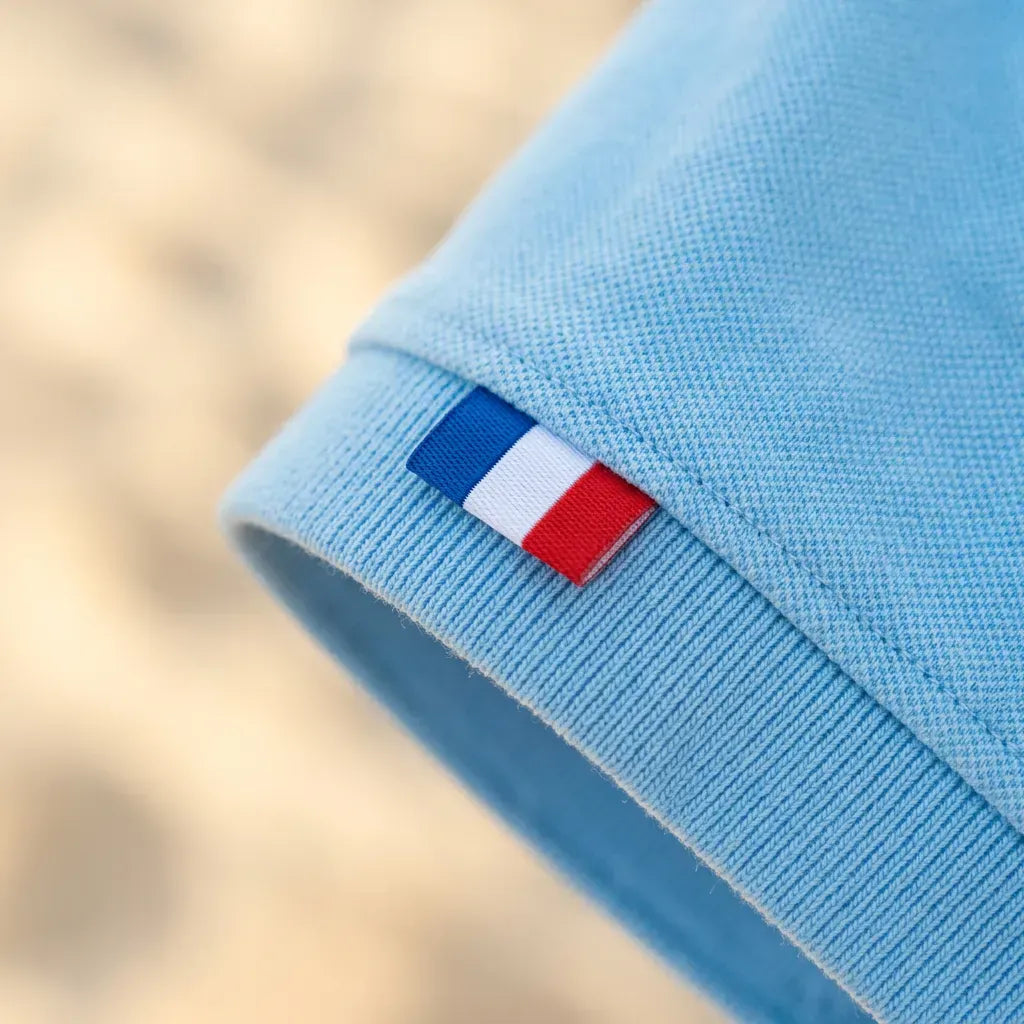 polo pour homme bleu ciel made in France de la marque PALÂBA