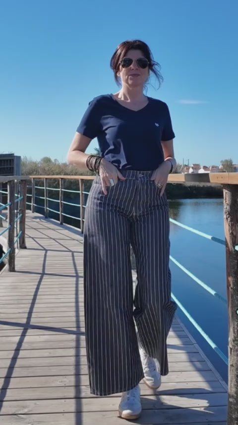 Jean Extra large femme rayé