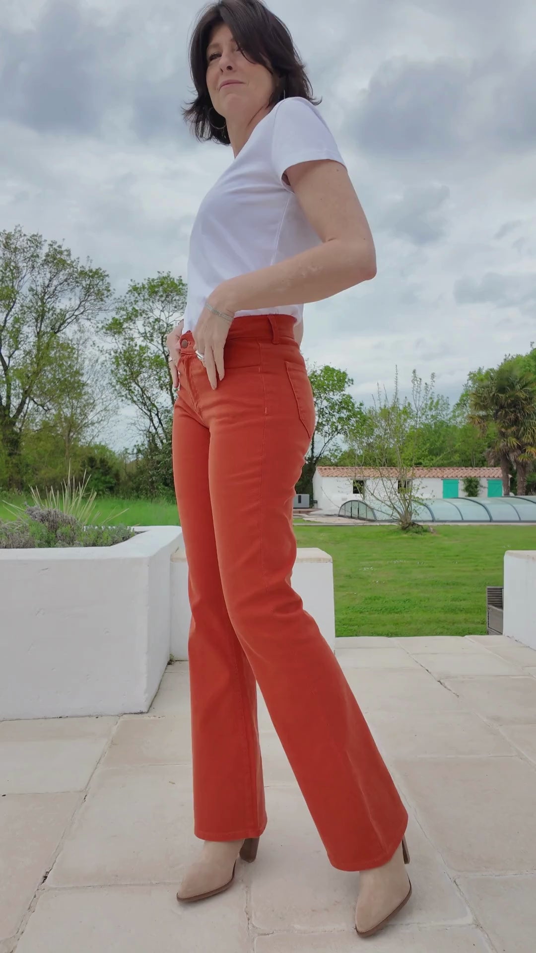 jean francais orange coupe bootcut