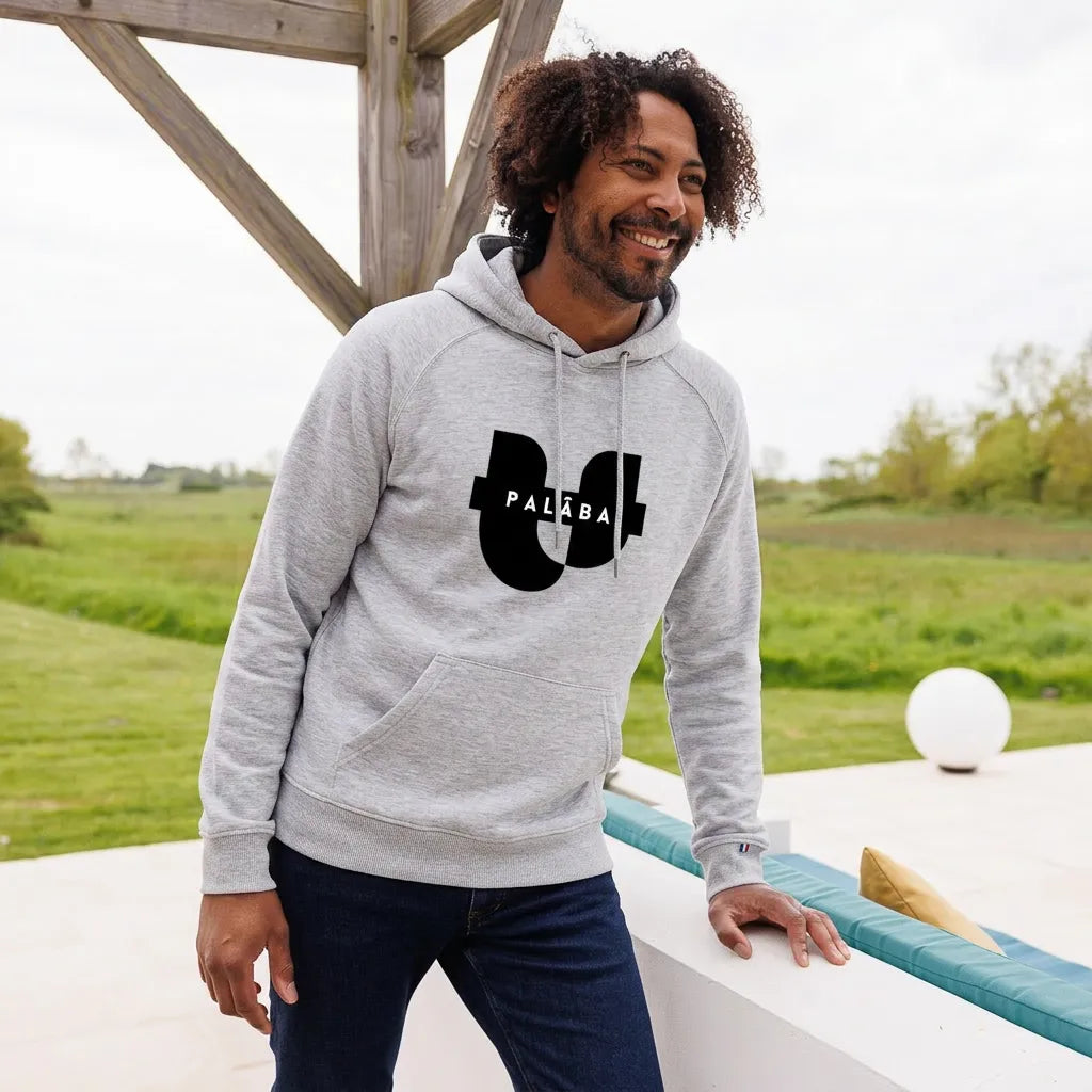 sweat à capuche homme gris coton bio molletonné