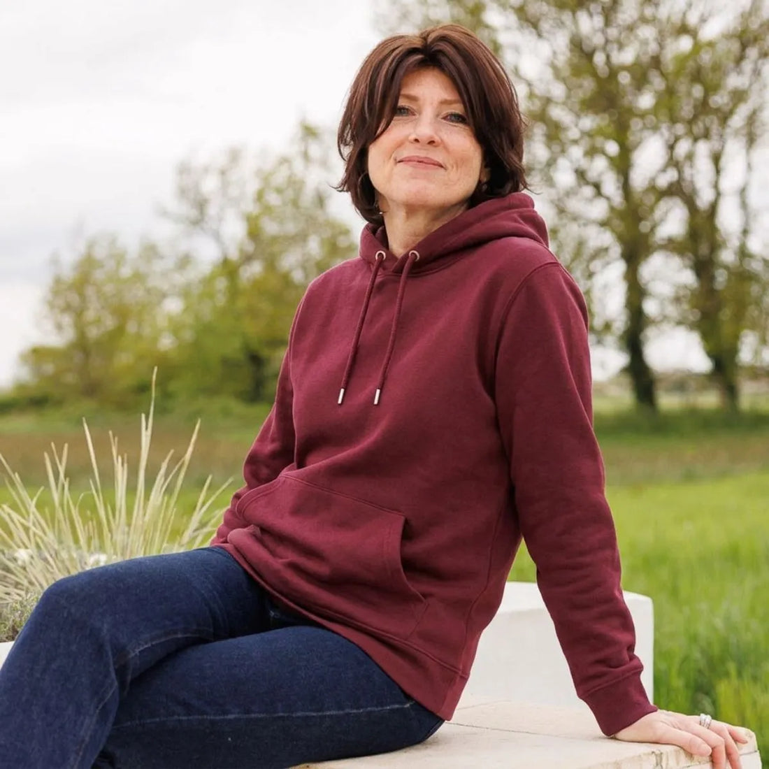 Sweat bordeaux femme à capuche | Coton Bio - Sweat capuche PALÂBA