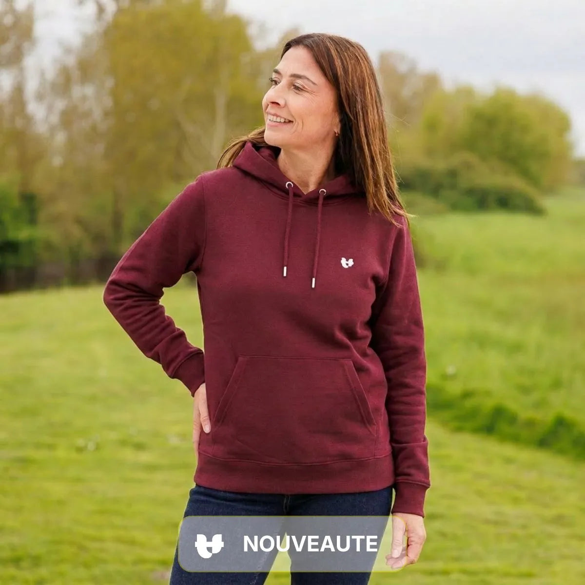 Hoodie bordeaux femme à capuche | Coton bio
