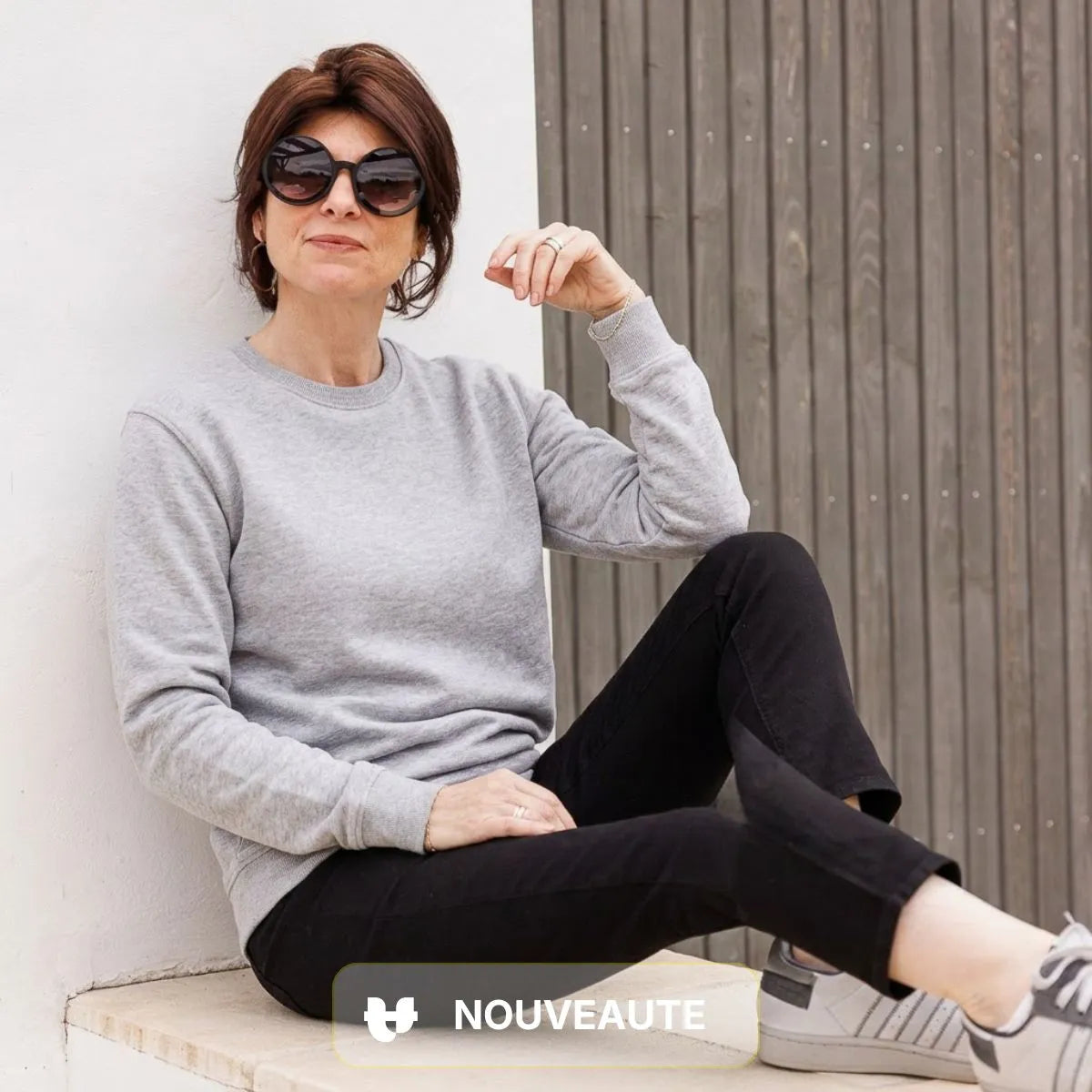 Sweat à col gris femme | Coton bio