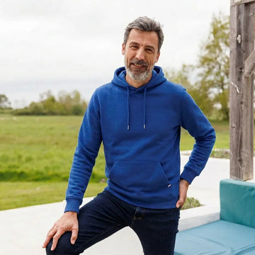 Sweat capuche bleu électrique coton bio