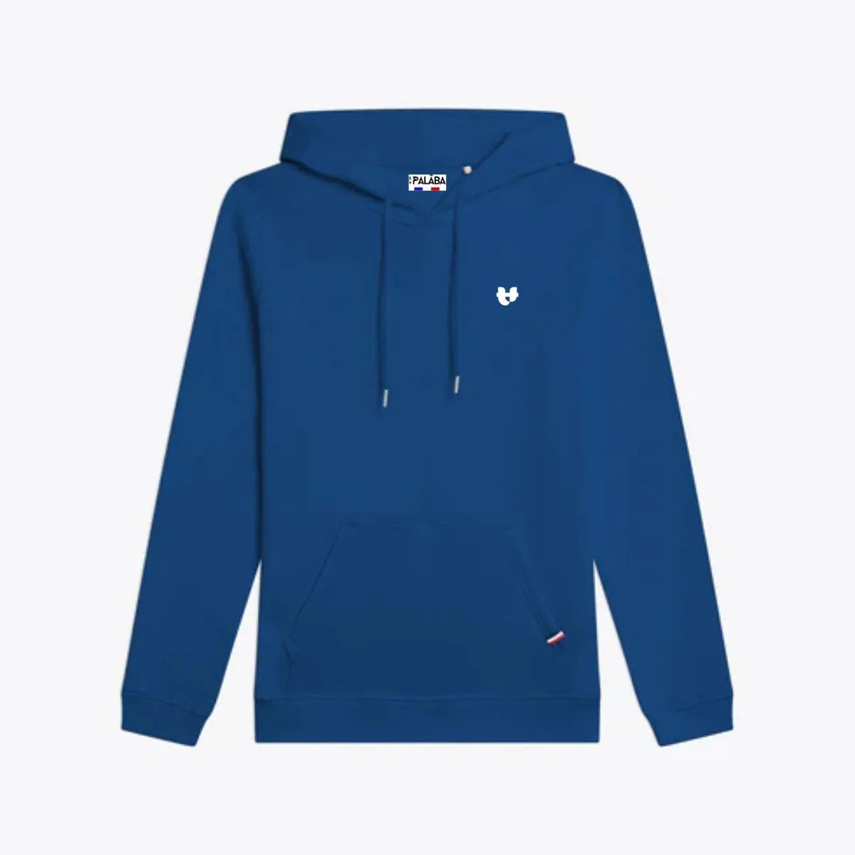 sweat molletonné à capuche homme couleur bleu électrique en coton bio made in France