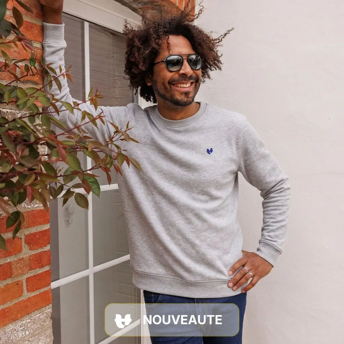 Sweat coton bio homme imprimé COEUR - Sweat capuche PALÂBA