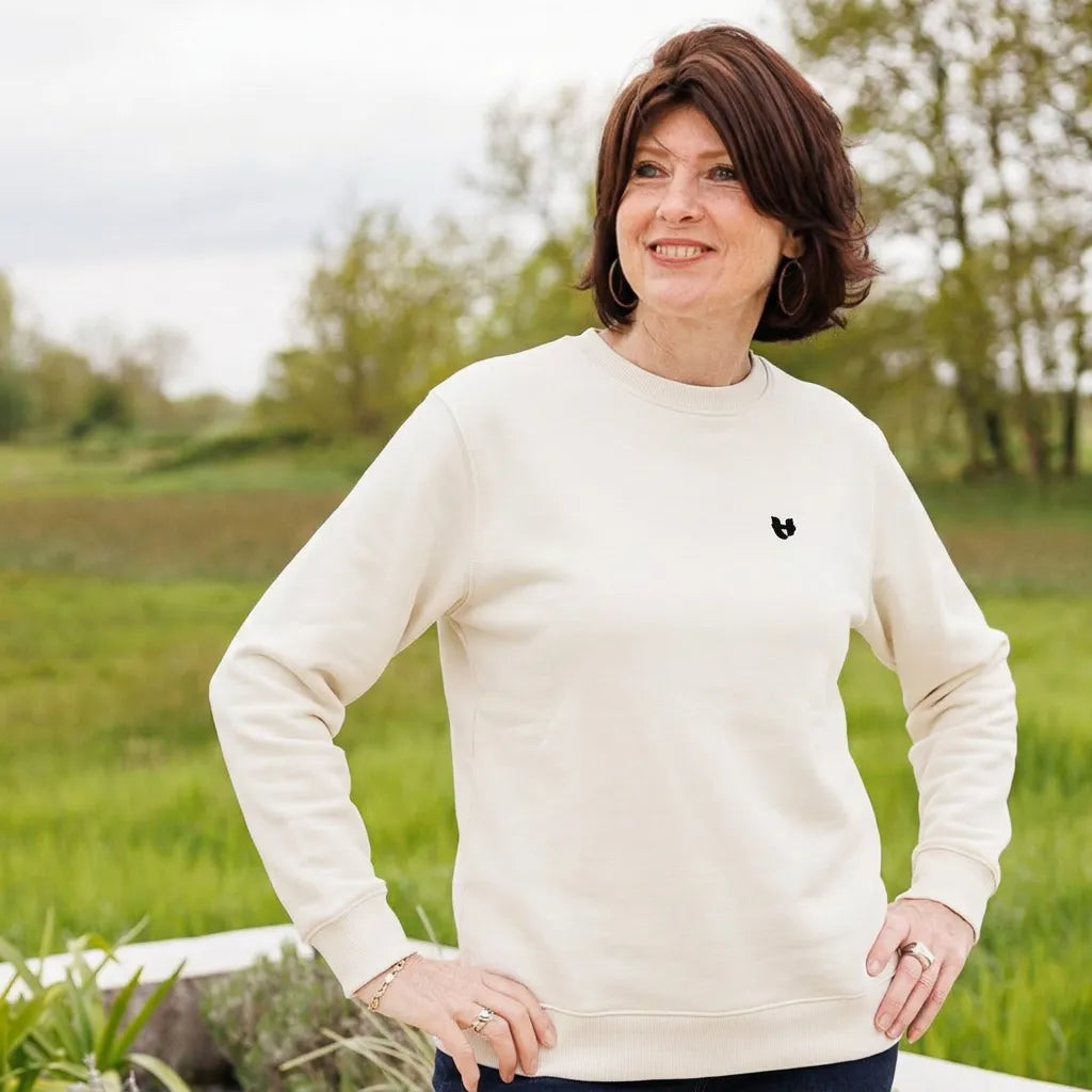 Sweat écru femme à col | Coton recyclé - Sweat capuche PALÂBA