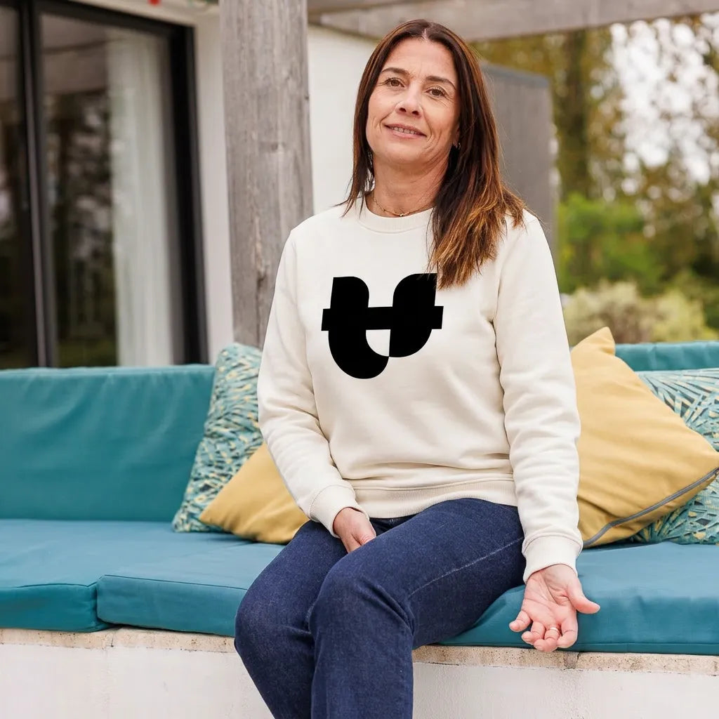 Sweat écru femme imprimé NOIR - Sweat capuche PALÂBA