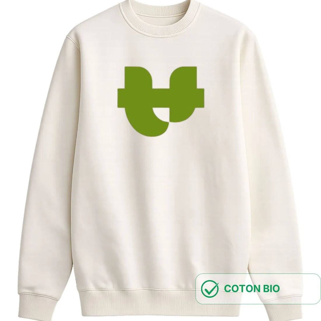 Sweat écru femme imprimé VERT | Coton bio - Sweat capuche PALÂBA