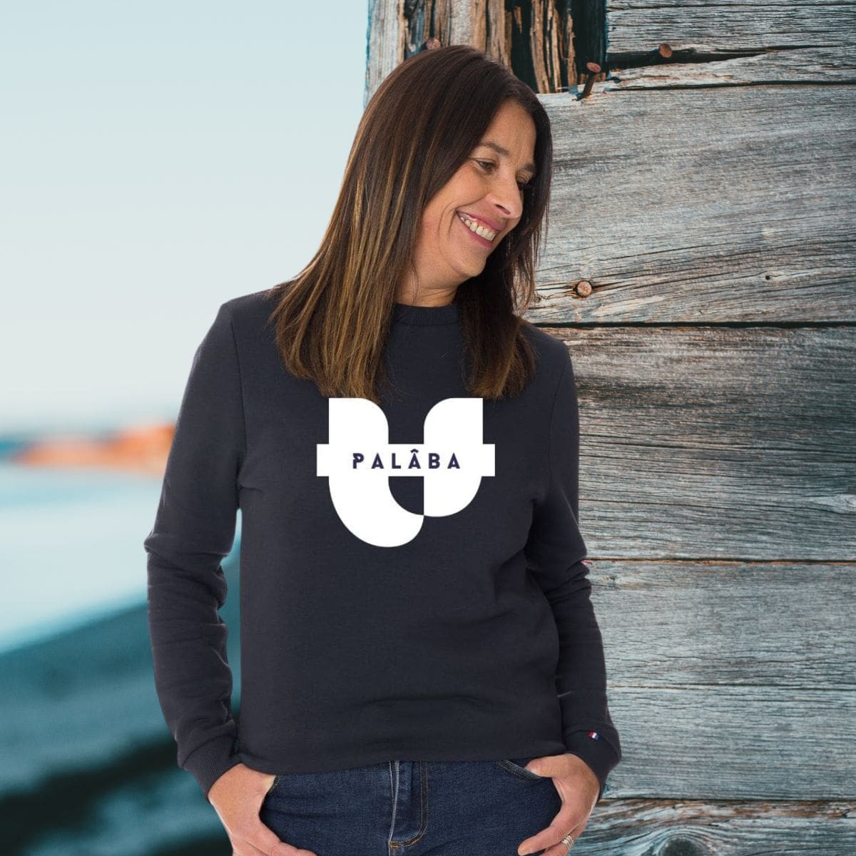 Sweat femme sans capuche - Bleu Marine - SIGNATURE PALÂBA - Sweat sans capuche PALÂBA