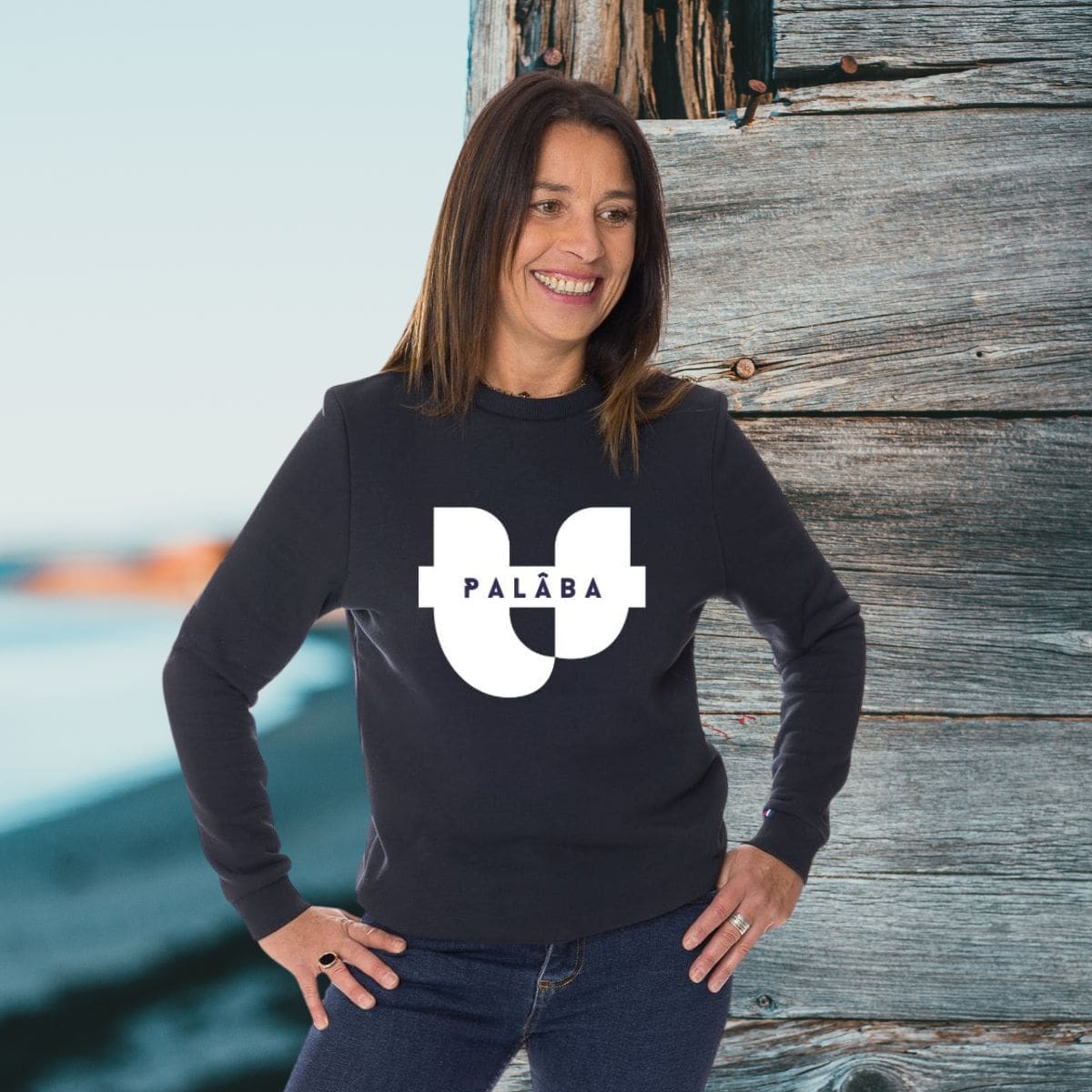 Sweat femme sans capuche - Bleu Marine - SIGNATURE PALÂBA - Sweat sans capuche PALÂBA