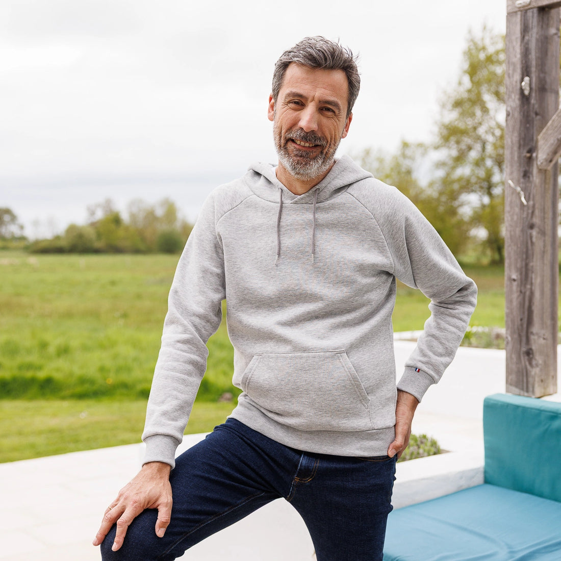 Sweat gris  homme Made In France à capuche - Sweat capuche PALÂBA