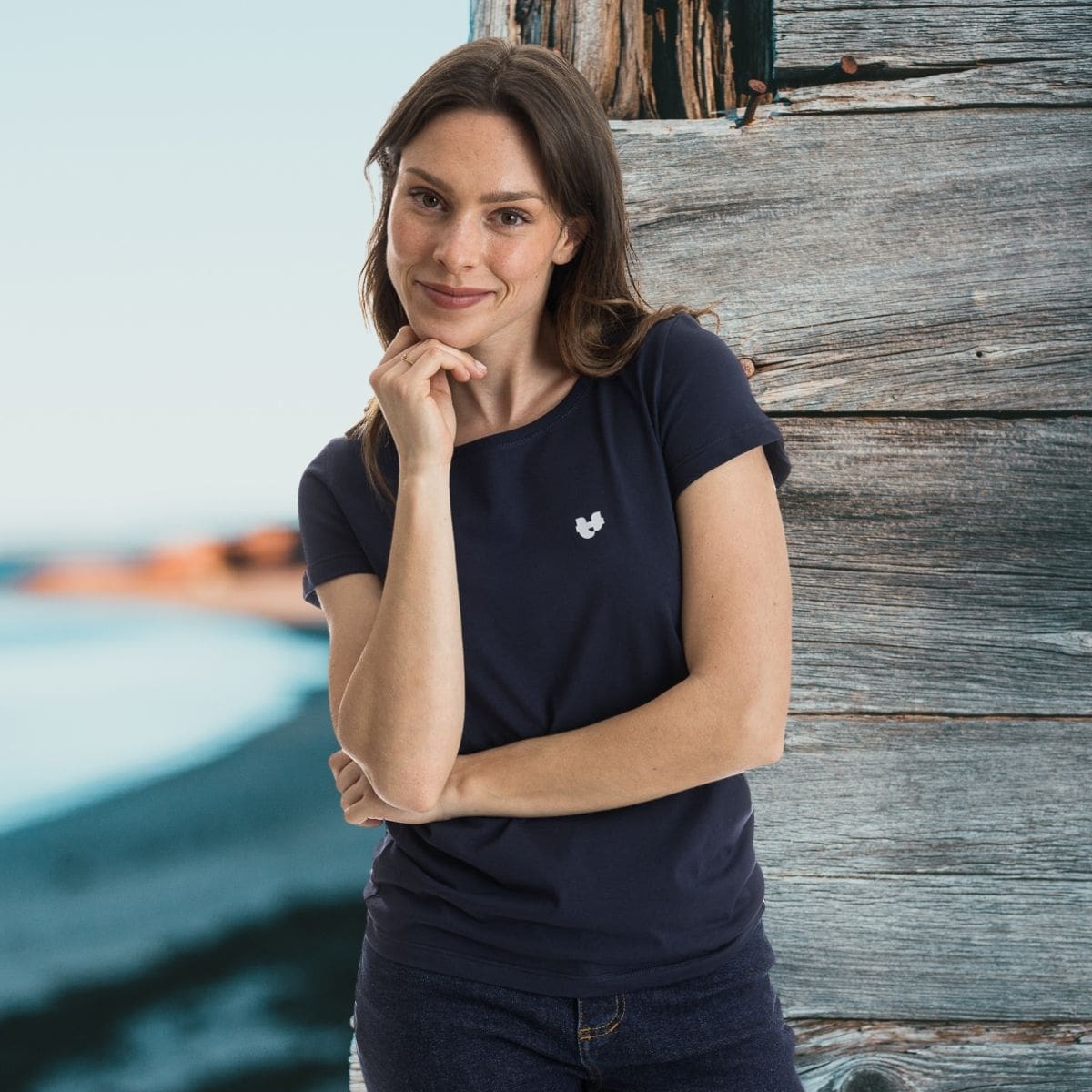 T shirt bleu marine femme PALÂBA cœur - T-shirt femme PALÂBA