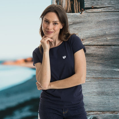 T shirt bleu marine femme PALÂBA cœur - T-shirt femme PALÂBA