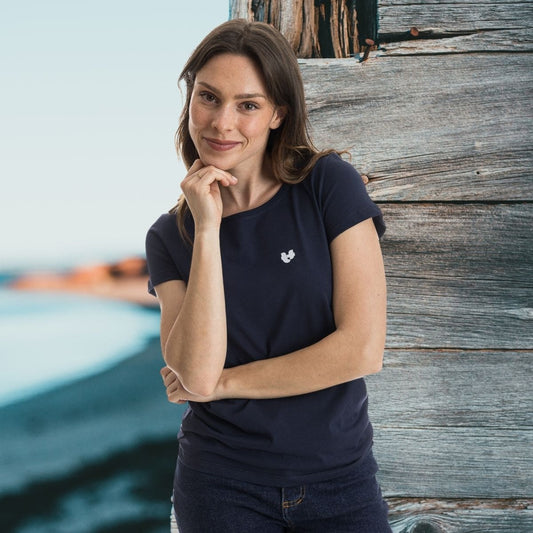 T shirt bleu marine femme PALÂBA cœur - T-shirt femme PALÂBA