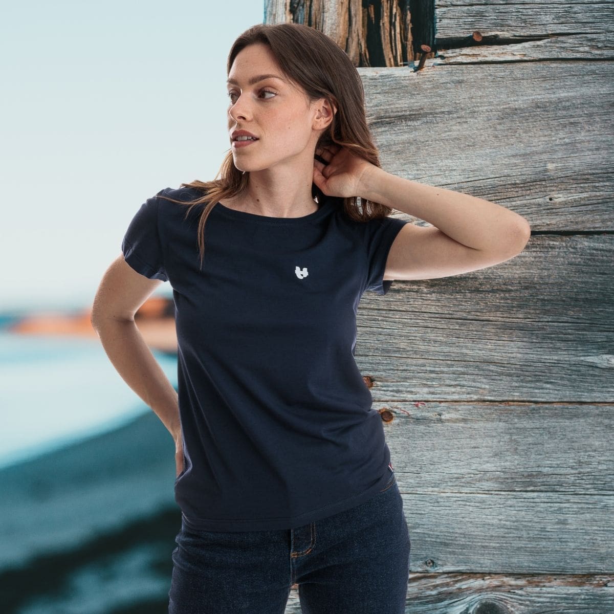 T shirt bleu marine femme PALÂBA cœur - T-shirt femme PALÂBA