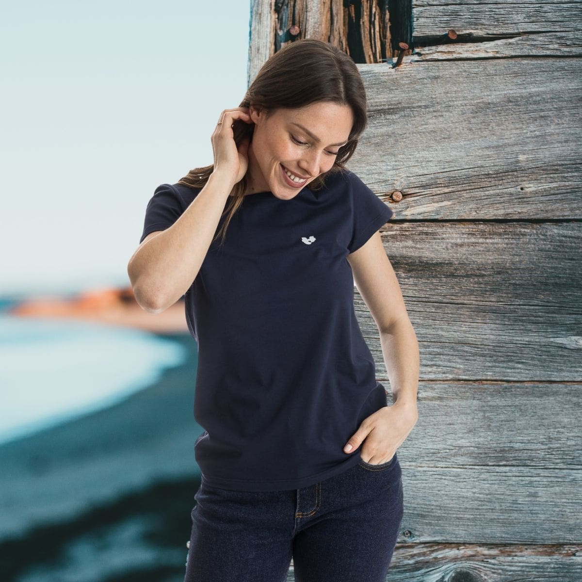 T shirt bleu marine femme PALÂBA cœur - T-shirt femme PALÂBA