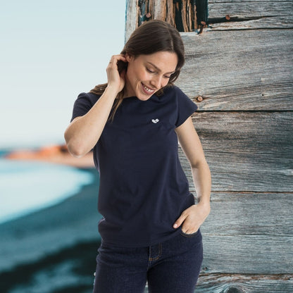 T shirt bleu marine femme PALÂBA cœur - T-shirt femme PALÂBA