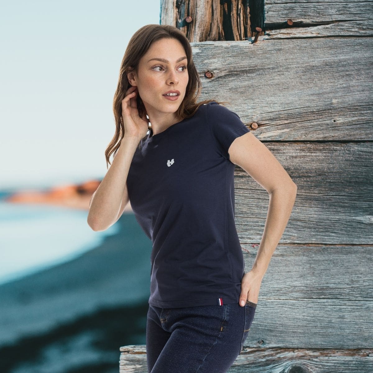 T shirt bleu marine femme PALÂBA cœur - T-shirt femme PALÂBA