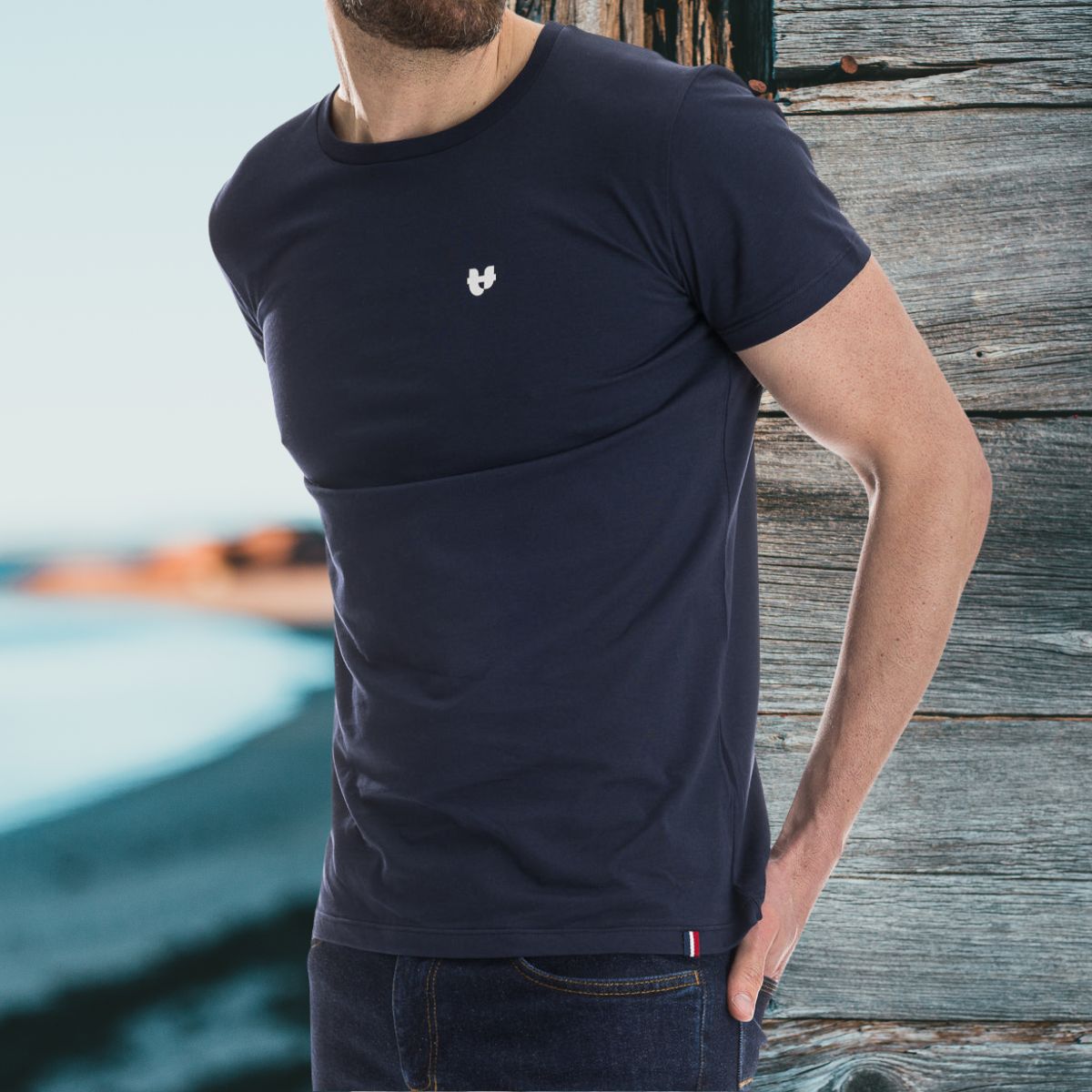 T-shirt bleu marine homme PALÂBA COEUR - T-shirt homme PALÂBA